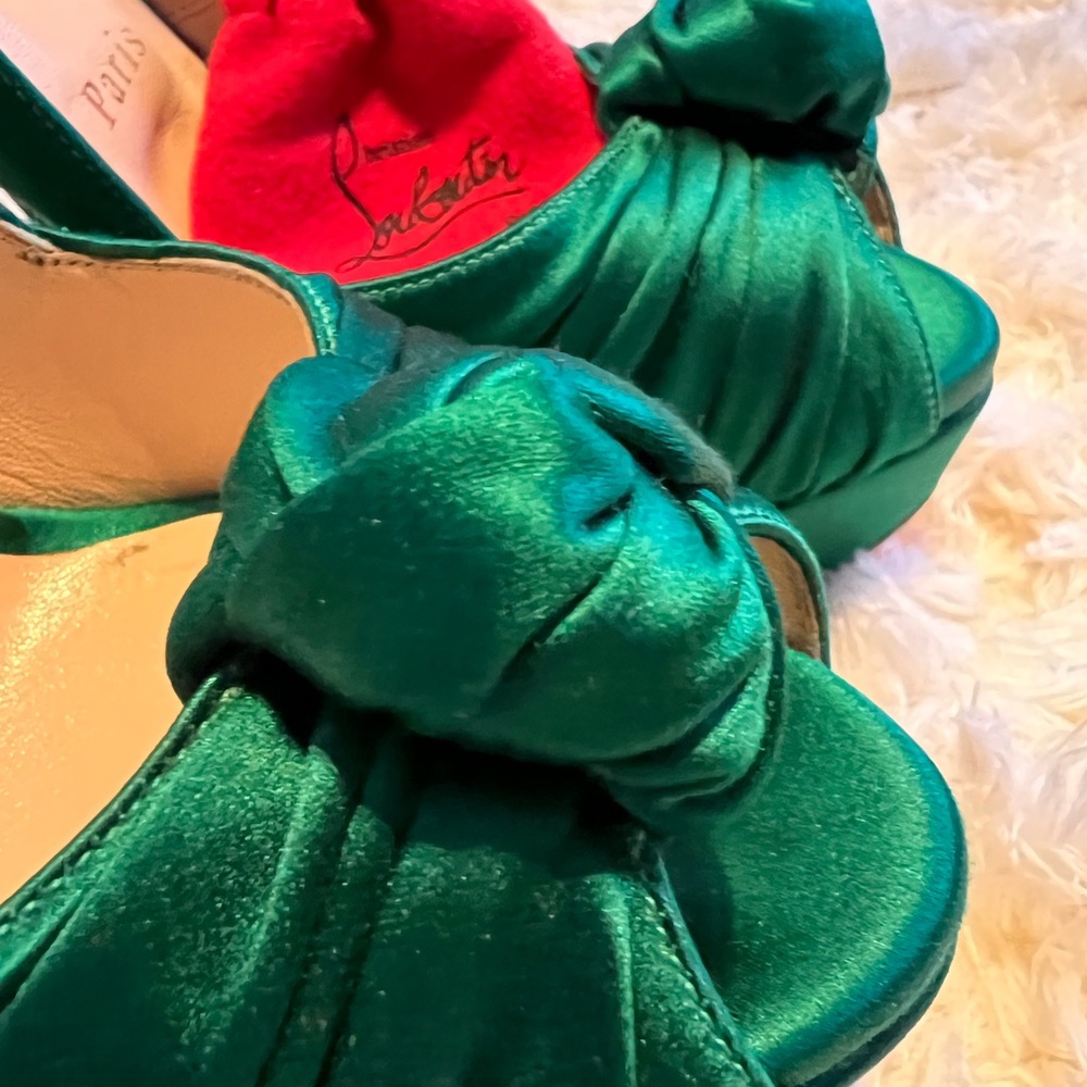 Louboutin Heels in Emerald Satin.
Perfect!